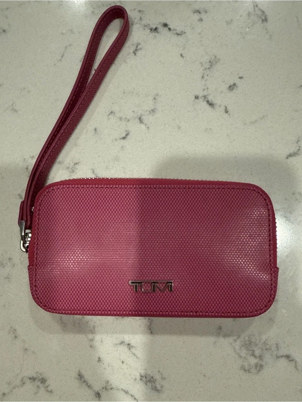 Tumi Raspberry Pink Wristlet with TUMI Logo